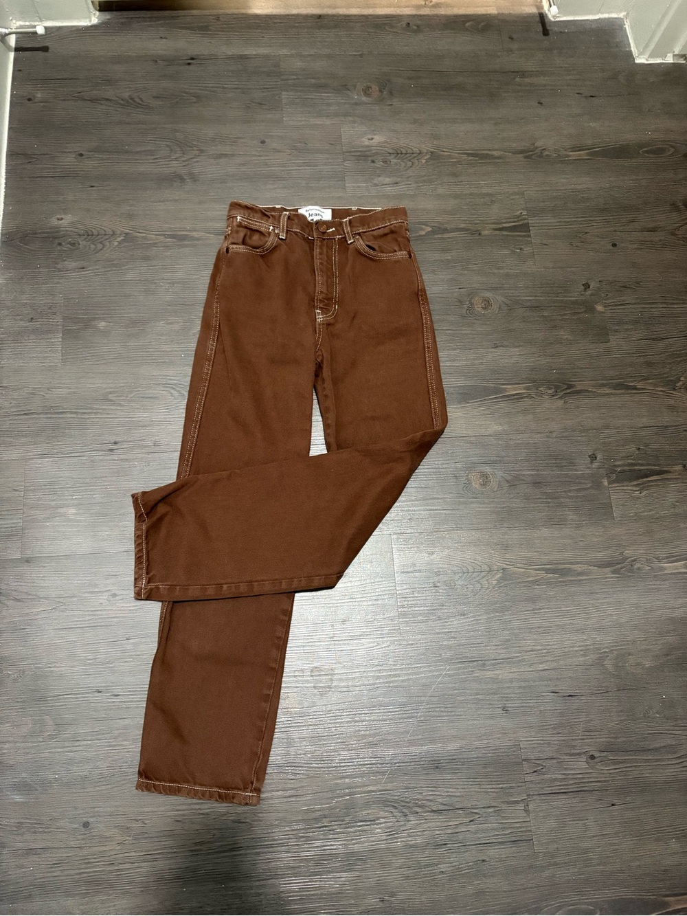 Reformation Straight Leg Jeans in Deep Brown